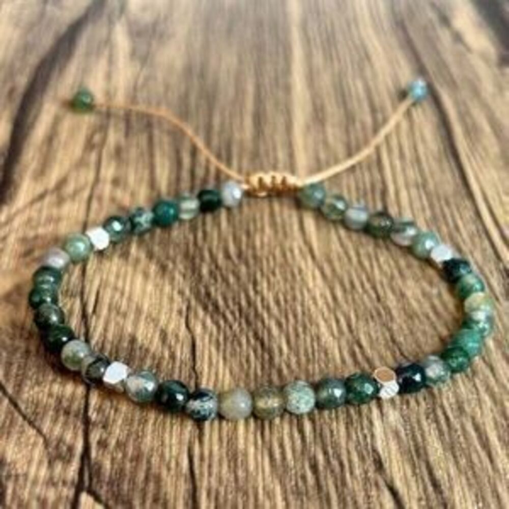 Moss Agate Healing Crystal Pull Bracelet